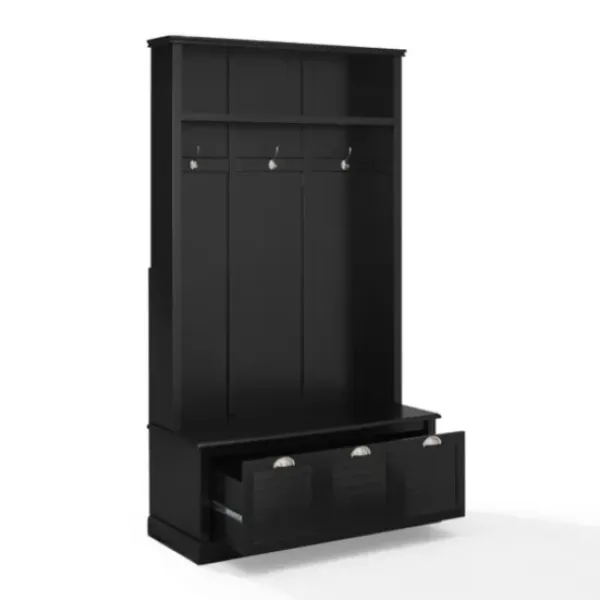 Entryway Furniture-Kirkland's Home Wood Storage Bench Hall Tree Black