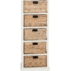 Bookshelves-Kirkland's Home Wood 5-Tier Basket Storage Shelf White
