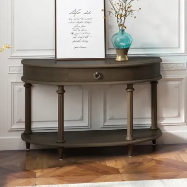 Console Tables-Kirkland's Home Wood 2-Tier Classic Console Table Brown