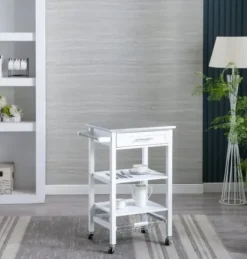Kitchen Islands & Bar Carts-Kirkland's Home Wood 2-Tier Kitchen Cart White