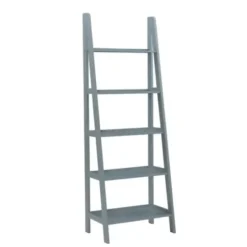 Bookshelves-Kirkland's Home Wood 5-Tier Ladder Bookshelf Gray