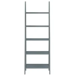 Bookshelves-Kirkland's Home Wood 5-Tier Ladder Bookshelf Gray