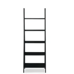 Bookshelves-Kirkland's Home Wood 5-Tier Ladder Bookshelf Black