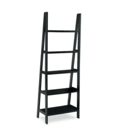 Bookshelves-Kirkland's Home Wood 5-Tier Ladder Bookshelf Black
