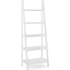 Bookshelves-Kirkland's Home Wood 5-Tier Ladder Bookshelf White