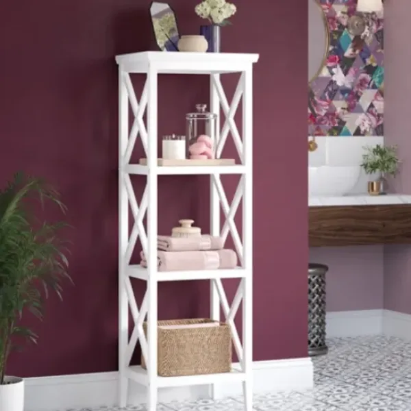 Bathroom Furniture-Kirkland's Home Wood 3-Tier Storage Shelf White