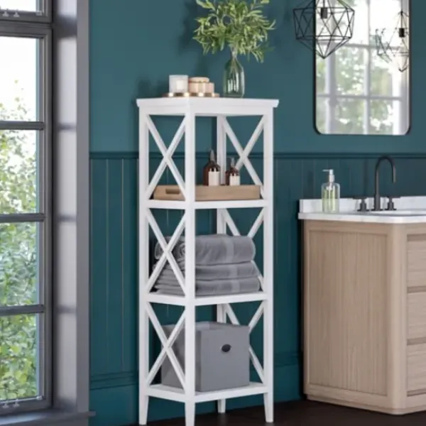 Bathroom Furniture-Kirkland's Home Wood 3-Tier Storage Shelf White