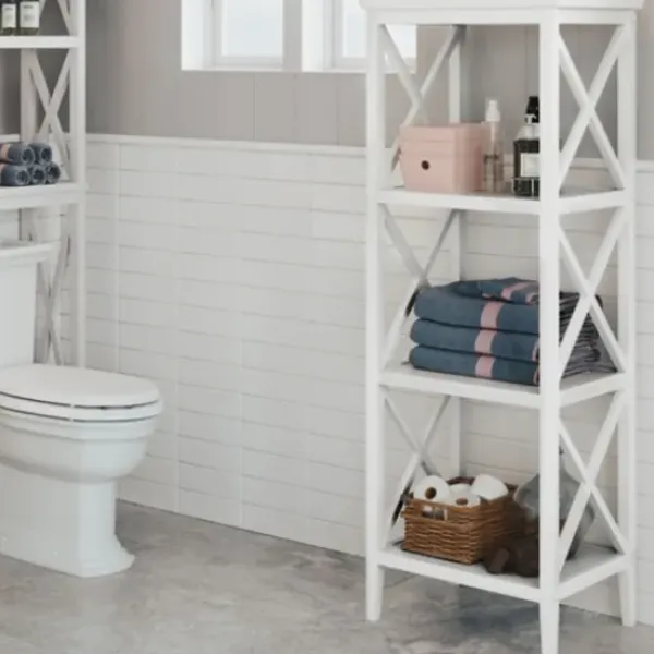 Bathroom Furniture-Kirkland's Home Wood 3-Tier Storage Shelf White
