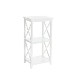 Bathroom Furniture-Kirkland's Home Wood 2-Tier Storage Shelf White