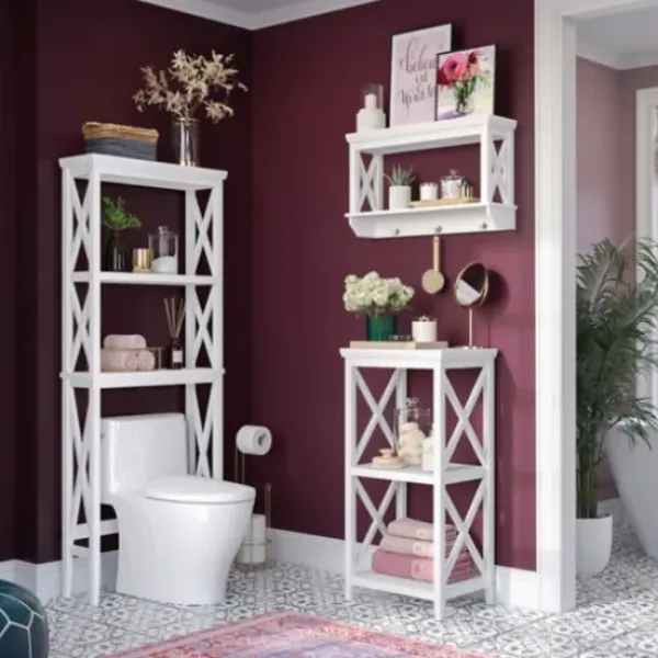 Bathroom Furniture-Kirkland's Home Wood 2-Tier Storage Shelf White