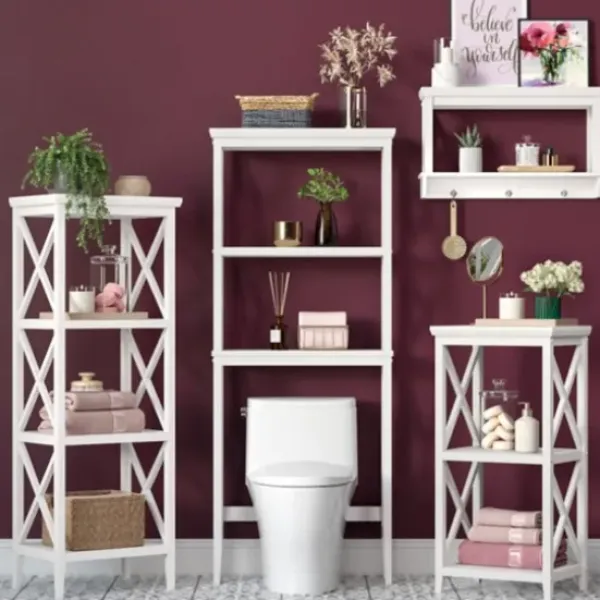 Bathroom Furniture-Kirkland's Home Wood 2-Tier Storage Shelf White