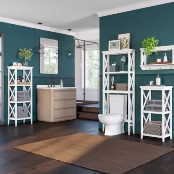 Bathroom Furniture-Kirkland's Home Wood 2-Tier Storage Shelf White