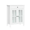 Bathroom Furniture-Kirkland's Home Wood Two Pane Glass Doors Floor Cabinet White