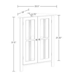 Bathroom Furniture-Kirkland's Home Wood Two Pane Glass Doors Corner Cabinet White