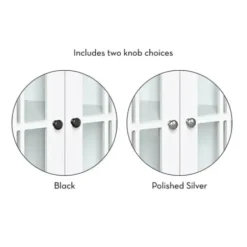 Bathroom Furniture-Kirkland's Home Wood Two Pane Glass Doors Corner Cabinet White