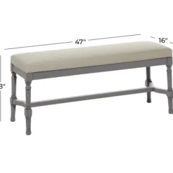 Benches & Ottomans-Kirkland's Home Wood Upholstered Burlap Seat Bench Gray