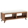 Benches & Ottomans-Kirkland's Home Wood Upholstered Seat Open Storage Bench Brown