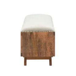 Benches & Ottomans-Kirkland's Home Wood Upholstered Seat Open Storage Bench Brown