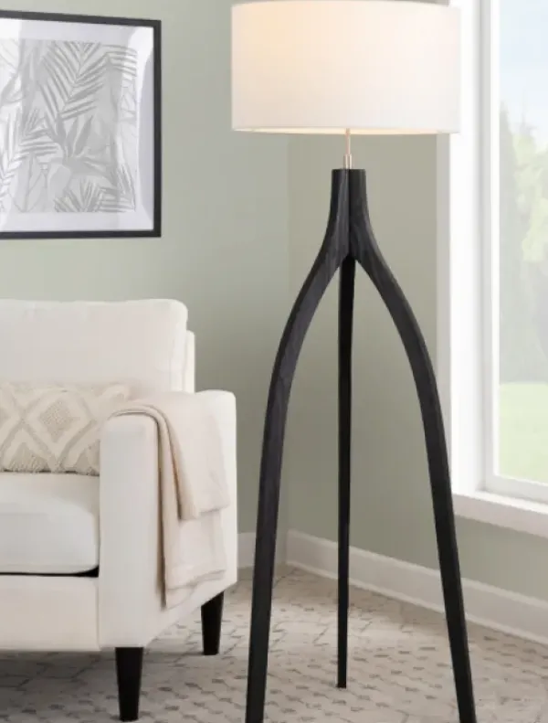 Floor Lamps-Kirkland's Home Wood Wishbone Floor Lamp Black