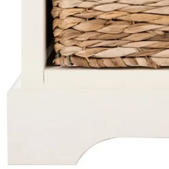 Cabinets & Sideboards-Kirkland's Home Wood Woven Baskets Cabinet White