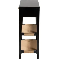 Console Tables-Kirkland's Home Wood Woven Shelves Console Table Black