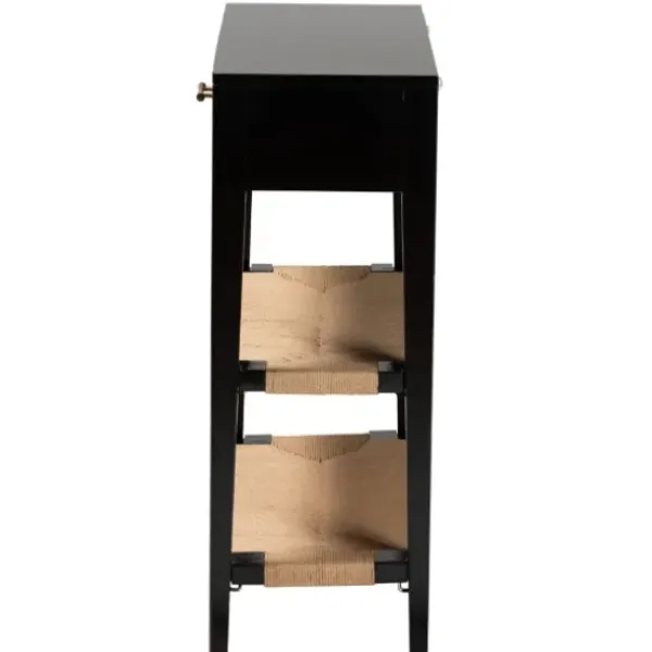 Console Tables-Kirkland's Home Wood Woven Shelves Console Table Black