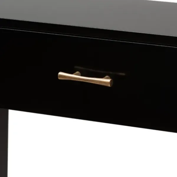 Console Tables-Kirkland's Home Wood Woven Shelves Console Table Black