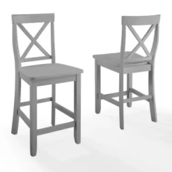 Bar Stools & Counter Height Stools-Kirkland's Home Wood X-Back Counter Stools, Set Of 2 Gray