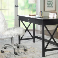 Office Furniture-Kirkland's Home Wood X-Sides Desk Black