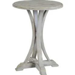 Accent & End Tables-Kirkland's Home Wooden Arched Base Round Top Accent Table White