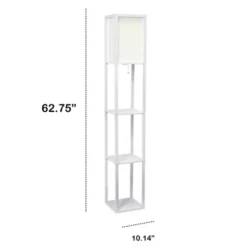 Floor Lamps-Kirkland's Home Wooden Column Shelf Floor Lamp White