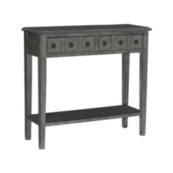 Console Tables-Kirkland's Home Wooden Console Table With Double Drawers Gray