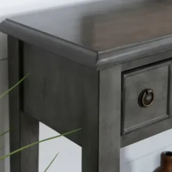 Console Tables-Kirkland's Home Wooden Console Table With Double Drawers Gray