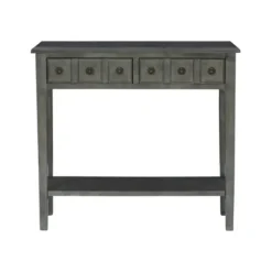 Console Tables-Kirkland's Home Wooden Console Table With Double Drawers Gray