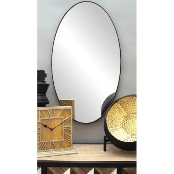 Decorative Mirrors-Kirkland's Home Wooden Oval Frame Wall Mirror Black
