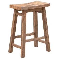 Bar Stools & Counter Height Stools-Kirkland's Home Wooden Saddle Seat Counter Stool Brown