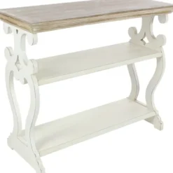Console Tables-Kirkland's Home Wooden 2-Shelf Console Table White