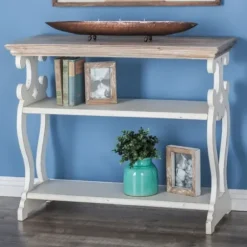 Console Tables-Kirkland's Home Wooden 2-Shelf Console Table White