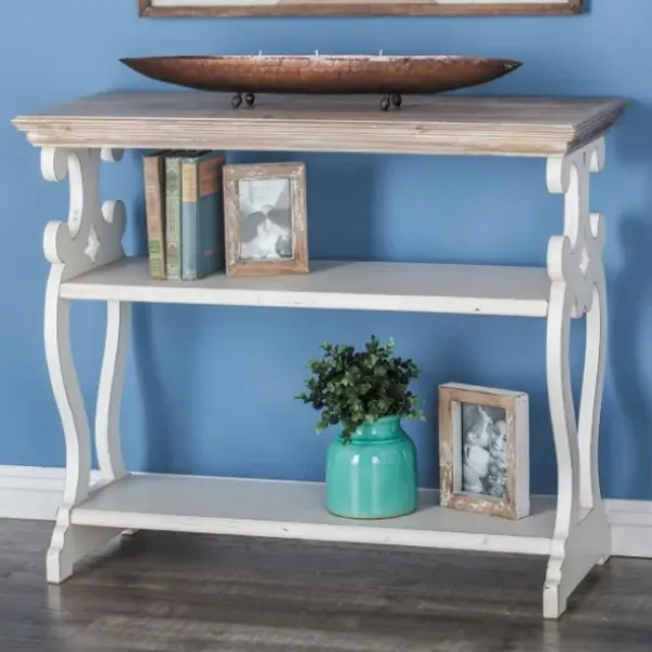 Console Tables-Kirkland's Home Wooden 2-Shelf Console Table White
