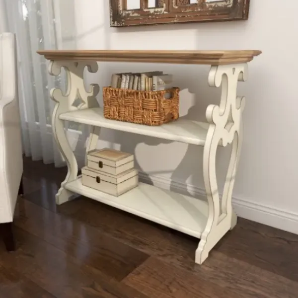 Console Tables-Kirkland's Home Wooden 2-Shelf Console Table White