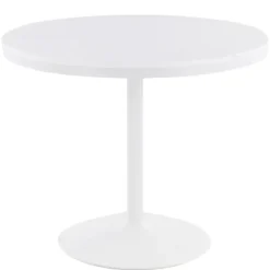 Dining Tables-Kirkland's Home Wooden Top Metal Base Round Dining Table White