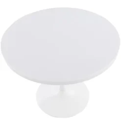 Dining Tables-Kirkland's Home Wooden Top Metal Base Round Dining Table White