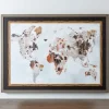 Framed Art-Kirkland's Home World Map Natural Framed Art Print White