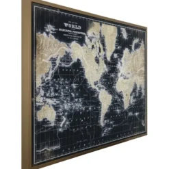 Framed Art-Kirkland's Home World Map On Black Framed Art Print Black/Tan