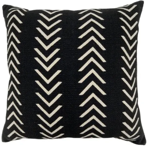 Pillows-Kirkland's Home Woven Black And White Chevron Throw Pillow Black/White