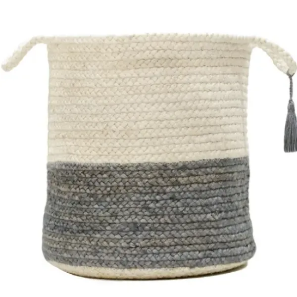 Baskets & Boxes-Kirkland's Home Woven Bone Shaped Basket, 21 In. Gray