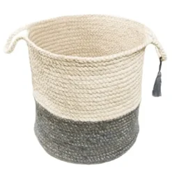 Baskets & Boxes-Kirkland's Home Woven Bone Shaped Basket, 21 In. Gray