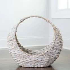 Baskets & Boxes-Kirkland's Home Woven Half Moon Basket White