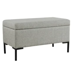 Benches & Ottomans-Kirkland's Home Woven Polyester Storage Bench Gray
