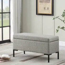 Benches & Ottomans-Kirkland's Home Woven Polyester Storage Bench Gray